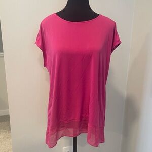 Ellen Tracy Sheer Hem Barbiecore Blouse EUC
